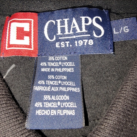 Chaps Black Polo with Tan Emblem Design - Picture 4 of 9